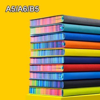 A6 / A5 / B5 Кожаный блокнот с цветными краями Линованные бумаги Дневник Блокнот Планировщик заметок Портативные стильные офисные блокноты