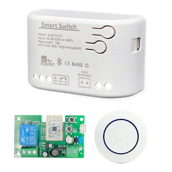 AC 85-250 В Белый модуль с корпусом Wifi + BT 1-канальное дистанционное реле Ewelink для Alexa Google Home с пультом дистанционного управления 2.4G