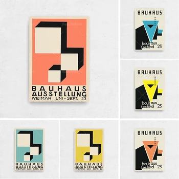 Affiche Bauhaus, affiche d'exposition Bauhaus, Bauhaus imprimable, art mural géométrique, impression Bauhaus moderne du milieu d