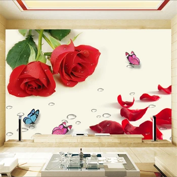 beibehang Большие фотообои панно романтические теплые красные розовые обои свадебная спальня спальня кровать фон обои современный телевизор фон