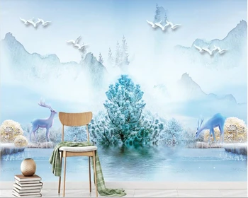 beibehang Северный лес Лось абстрактный пейзаж деревья персонализированная декоративная живопись papel de parede обои ТВ фон