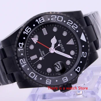 Bliger 40 мм Автоматические механические мужские часы Роскошный бренд Сапфировое стекло GMT Часы Светящиеся водонепроницаемые наручные часы с календарем Мужчины