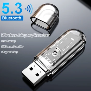 Bluetooth 5.3 Приемник Аудиоадаптер 3,5 мм Aux Беспроводной передатчик Адаптер Автомобильный микрофон Handsfre Адаптер для наушников