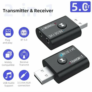 Bluetooth-совместимый 5.0 Передатчик Приемник Беспроводной аудио 3,5 мм USB Aux Адаптер Авто HIFI Аудио Беспроводной аудиоприемник