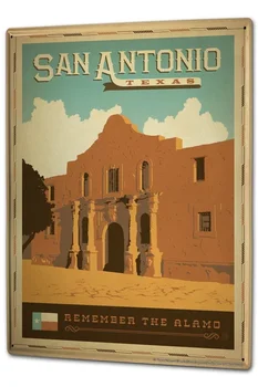 Cartel de hojalata, Сан-Антонио, Техас, Аламо, decoración para el hogar, decoración de Bar de café