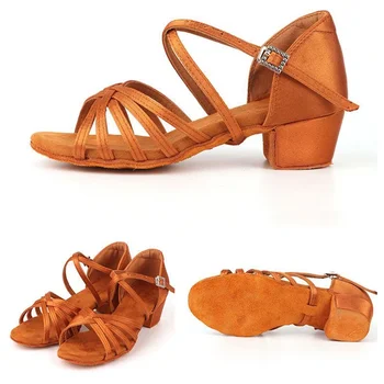 CLYFAN Детская танцевальная обувь для девочек Бальная латинская обувь Женская современная танго-танго Женская латинская обувь Сандалии сальса