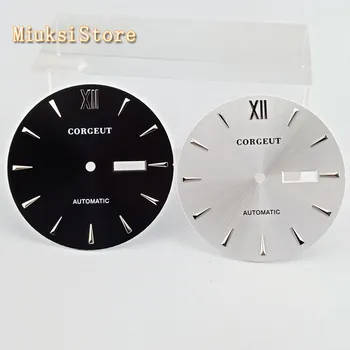 Corgeut 34,5 мм серебристо-черный циферблат часов подходит Miyota 8205 автоматические мужские часы