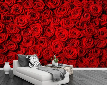 Custom Фото самоклеящиеся обои красная роза стена телевизор фон стена гостиная диван фон настенные росписи 3d