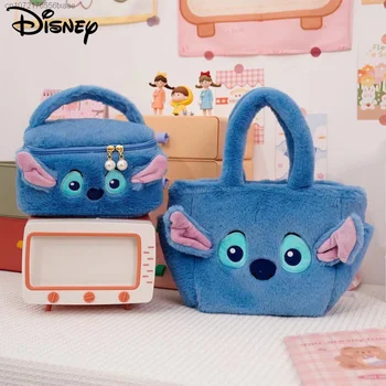 Disney Stitch Новая мультяшная плюшевая сумка для ланча Сумка Y2k Sweet Girl в корейском стиле Модная сумка Женщины Симпатичная сумка для хранения макияжа