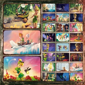 Disney Tinker Bell Металлические знаки Динь-Динь и другие феи одеваются для весны металлический плакат мультфильм жестяная табличка домашний декор