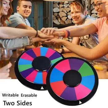 DIY Стираемая записываемая цветная настольная рулетка Колесо фортуны для вечеринки Двухстороннее вращающееся призовое колесо