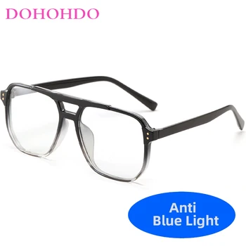 DOHOHDO Double Beam Anti Blue Light Мужские очки Большая оправа Оптические женские очки Trend Прозрачные компьютерные очки