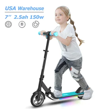 e Оптовый электронный скутер Светодиодный фонарь Складной регулируемый электрический детский самокат США 7 дюймов 2-колесный стальной пластиковый 150 Вт M2procustom