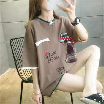 Fashion Летняя хлопковая футболка женская топы для девочек с половинными рукавами 2023 новая свободная корейская футболка женская одежда m497