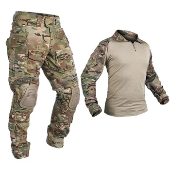 G3 Сложенные тактические рубашки Мужские брюки Военная одежда Боевая форма + Колодки Кемпинг Армия США Камуфляж Охотничья одежда Страйкбольные костюмы