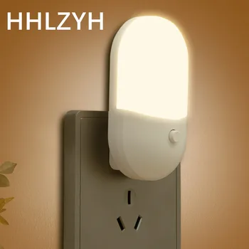 HHLZYH 3 Вт Энергосберегающий ночник Подключаемый светодиодный питающий патрон Лампа Внутреннее освещение Спальня Ночная прикроватная лампа США / ЕС Двухцветный