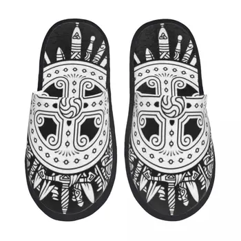 Home Тапочки Тапочки для спальни в помещении Кельтские Скандинавские мягкие шлепанцы Пушистая плюшевая обувь