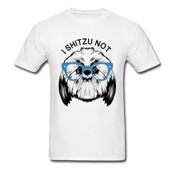 I Shitzu Not T-shirt Мужская мультяшная футболка Собака Футболка Pet Clothing Lovers Белые топы Миловидность Летние хлопковые футболки