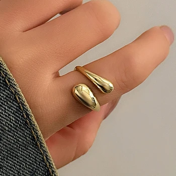 Ingemark 2 шт. Уникальные гладкие металлические открытые кольца для женщин Винтажные геометрические регулируемые кольца для ногтей Пара Wed Аксессуары Подарок