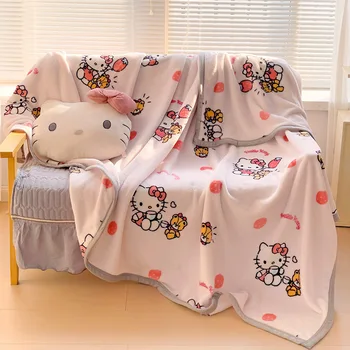 Kawaii Sanrio Hello Kitty Декор комнаты Одеяло Kuromi Melody Милый мультфильм Сладкое прекрасное одеяло Милые вещи для девочек Подарок на день рождения