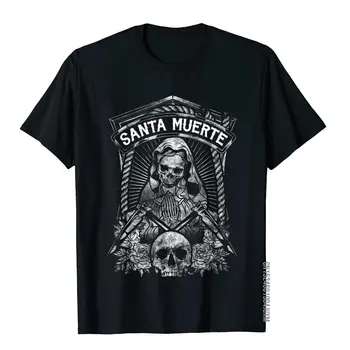 La Santa Muerte Мексиканская мрачная рубашка оптом Молодые топы и футболки Удобные топ-футболки Хлопковая семья