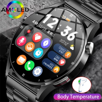 Lige Bluetooth Call Watch Для мужчин Смарт-часы AMOLED HD Screen Ai Smart Voice Определение температуры тела Умные часы 2023