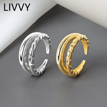LIVVY Серебристый цвет Корейский двухъярусный Twist-shaped Открытый указательный палец Кольцо Модные ювелирные изделия Элегантный шарм для женщин