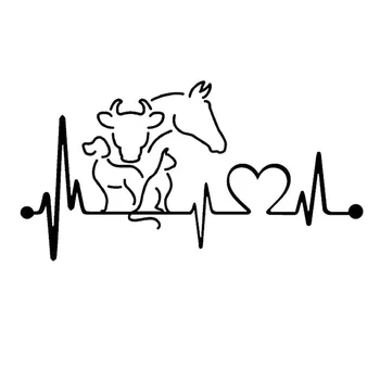 LYKX Собака Кошка Лошадь Корова Сердцебиение Лайфлайн Монитор Креативный Забавный Животное Авто Наклейка Виниловые наклейки, 20 см * 10,6 см