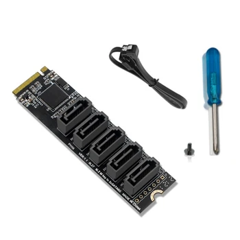 M.2 NGFF PCIE B-Key Sata на SATA 3.0 5-портовая плата расширения 6 Гбит/с Адаптер Чипсет JMB585 M.2 NVME на SATA3.0