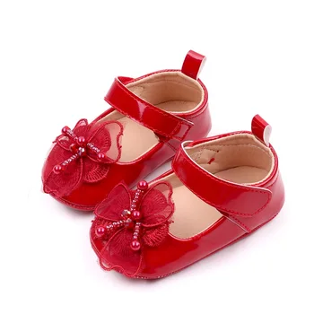 MALCIKLO Baby Girls Princess Shoes Мягкая искусственная кожа Цветок Нескользящая первая обувь Walker
