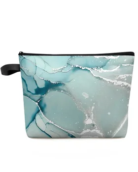 Marble Aqua Дорожная косметичка большой емкости Портативная сумка для хранения макияжа Женский водонепроницаемый пенал