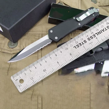 Micro OTF Tech Knife Combat Troo Series 440 Лезвие 57HRC Твердость Рукоятка из цинк-алюминиевого сплава Открытый карманный нож для самообороны