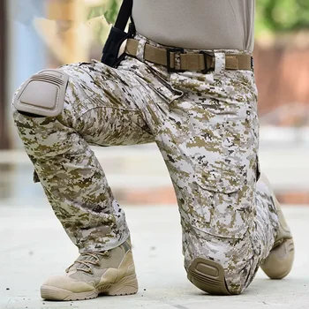 Multicam Камуфляж Военные тактические штаны Армейские износостойкие походные штаны Пейнтбол Боевые штаны с наколенниками Охотничья одежда
