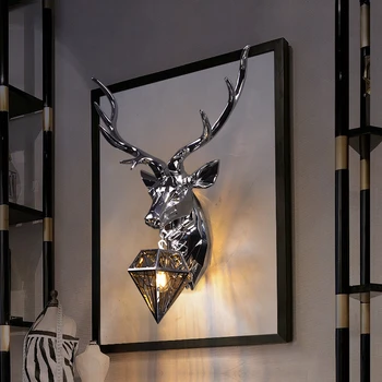 Nordic Antler Настенный светильник роскошный декоративный светильник деревенский серебристый золотой Buckhorn настенный светильник для спальни ресторан гостиная