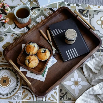 Nordic ins Японский домашний завтрак с грецкими орехами Хлеб с двумя ушками Десерт Поднос для хранения фруктового чая