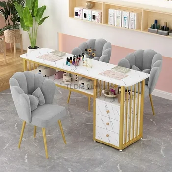 Nordic Одинарные двойные столы для ногтей Салон Профессиональный маникюрный стол и стул Современная мебель для салона красоты Маникюрный стол