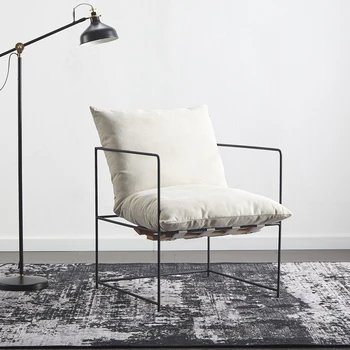 Nordic Одноместный диван Ленивый роскошный железный обеденный стул Современная гостиная Дизайнерская мебель Библиотечная мебель