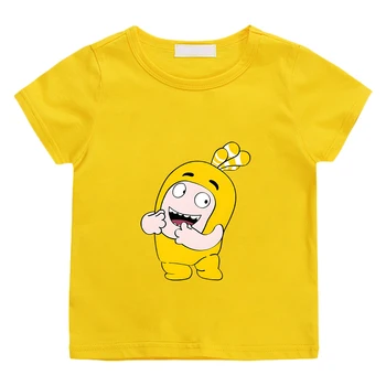 Oddbods Yellow BUBBLE Графическая футболка Высокое качество 100% хлопок Летняя футболка Мальчики и девочки Детская футболка с о-образным вырезом Симпатичные футболки