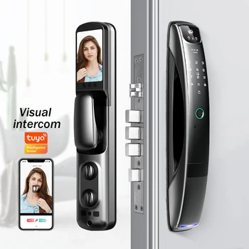 OEM / ODM Распознавание лиц Wi-Fi Код безопасности Отпечаток пальца Tuya Камера Умный дверной замок для дома