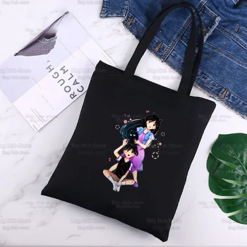 Omori Graphic Harajuku Симпатичная мультяшная сумка через плечо Черная холщовая сумка Harajuku Сумка для покупок Модные повседневные летние сумки через плечо