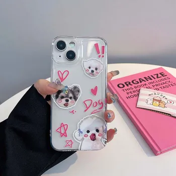Pink Love Three Puppies Чехол Для iPhone 11 12 13 14 pro max