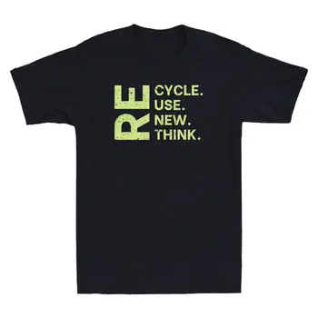 Recycle Reuse Renew Rethink День Земли Экологический активизм Ретро мужская футболка в стиле ретро