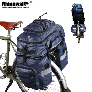 Rhinowalk Велосипедная сумка-сумка Велосипедный багаж большой емкости Набор сумок 3 в 1 Водонепроницаемый 65 л Заднее сиденье Сумка для хранения Плечевой рюкзак