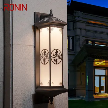 RONIN Открытый солнечный настенный светильник Креативность Китайский кофейный бра Светодиодный водонепроницаемый IP65 для дома Вилла Балкон Двор