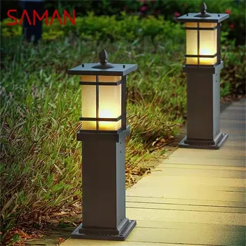 SAMAN Outdoor Retro Lawn Lamp Lights Классический водонепроницаемый дом для украшения сада виллы