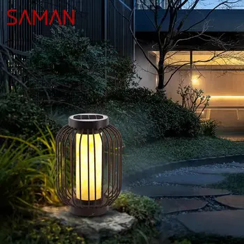 SAMAN Открытый современный газонный светильник Доломитовый светодиодный винтажный солнечный свет Водонепроницаемый IP65 для патио сад внутренний фонарь декор