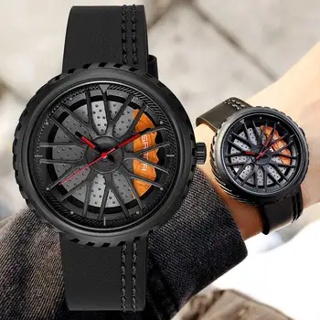 SANDA Кварцевые наручные часы Мужские часы с ободом автомобиля на заказ Водонепроницаемые кожаные часы Повседневные мужские часы Relogio Masculino