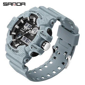 SANDA Лучшие мужские часы Военные цифровые часы Водонепроницаемые мужские электронные часы Dual Time Многофункциональные мужские часы