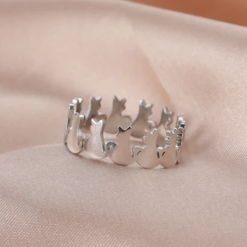 Skyrim Милые кольца для кошек Нержавеющая сталь Повседневные кольца на палец с животными и собаками Подарок для женщин и девочек 2023 Модные ювелирные изделия оптом