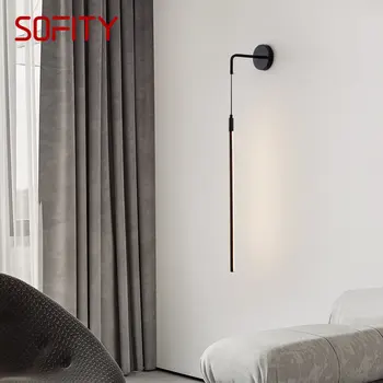 SOFITY Современный черный настенный светильник внутри светодиодный 3 цвета Творческая простота Медный светильник Бра для домашней спальни